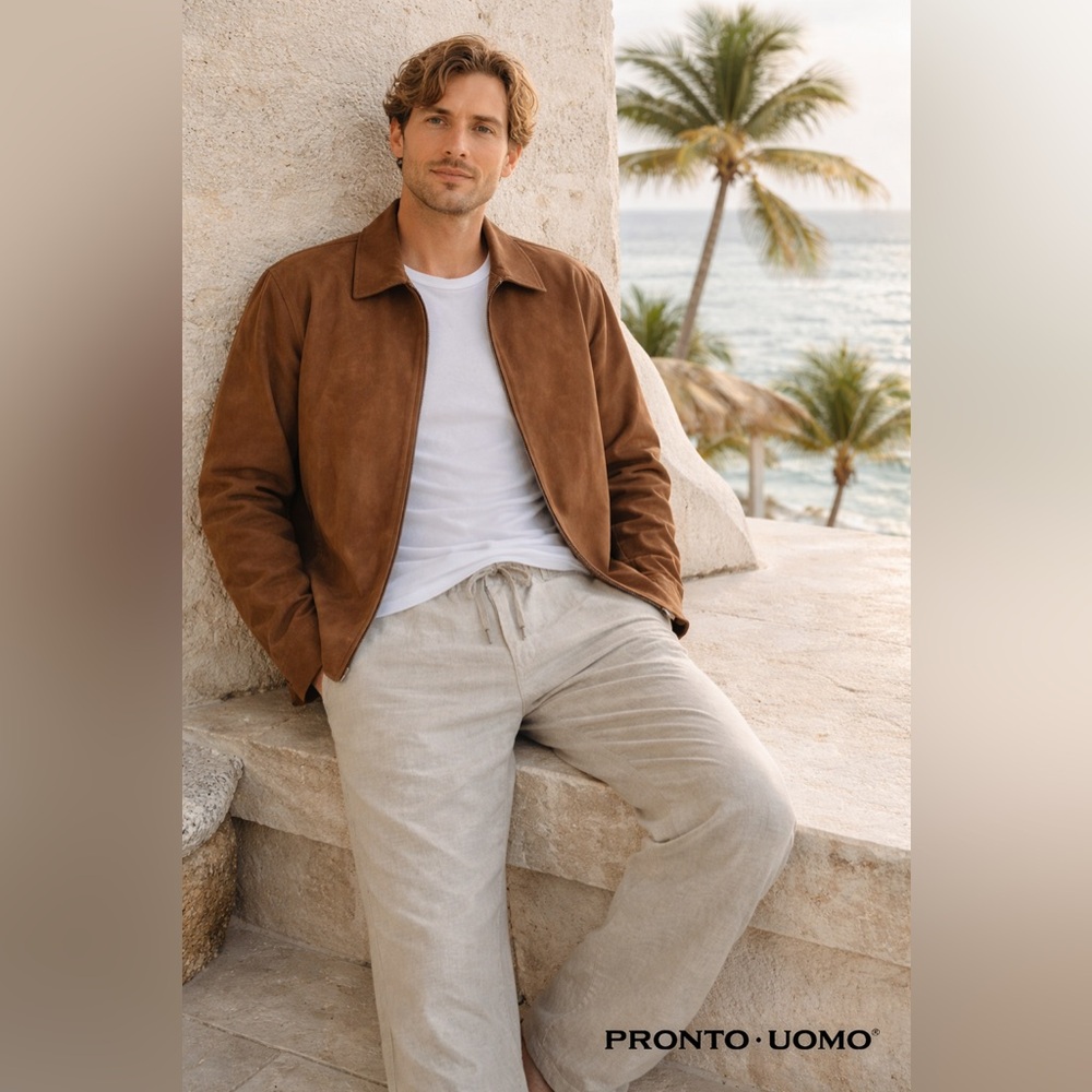Pronto Uomo Men's Chestnut Brown Suede like Bomber Jacket
BB8